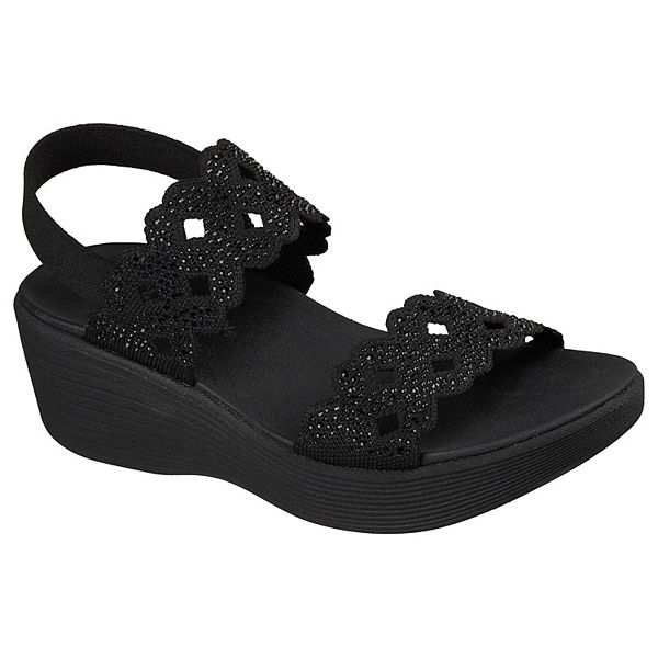 y414185　レディース　BLK M Skechers® Parallel Lite Sassy Dayz Women's Slip-On Wedge Sandals