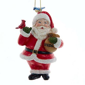 4.25" Santa With Birds Ornament - Charming Resin Christmas Tree Decoration