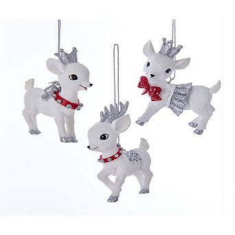 3" Baby Deer Ornaments - Set Of 3 Assorted Resin Christmas Decorations