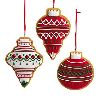 3.5" Finial Cookie Ornaments - Set of 3 Festive Christmas Tree Decorations