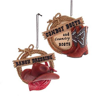 4.25" Western Lariat Ornaments - Set Of 2 Assorted Resin Cowboy Christmas Decorations