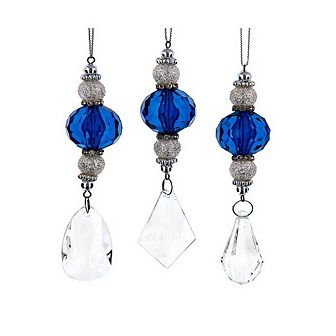 5.5" Dangle Ornaments - Set Of 3 Assorted Elegant Christmas Decorations