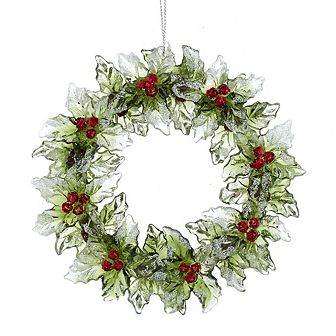 5.2" Wreath Ornament - Festive Christmas Decoration With Glitter Accents