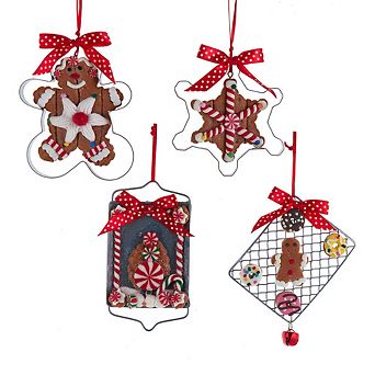 3.5" Gingerbread On Tray With Cookie Cutter Ornaments - Set Of 4 Assorted - Festive Christmas Decor