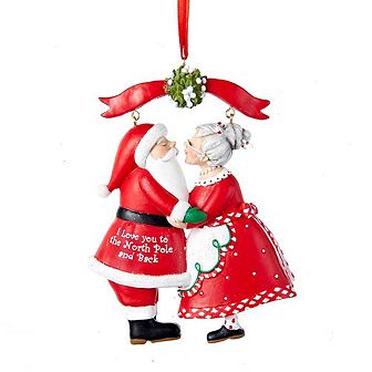 3.75" Mr. And Mrs. Claus Under Mistletoe Ornament Charming Christmas Decoration