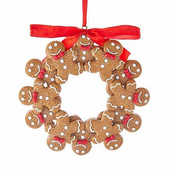 4.75" Resin Gingerbread Wreath Ornament - Adorable Holiday Christmas Tree Decoration