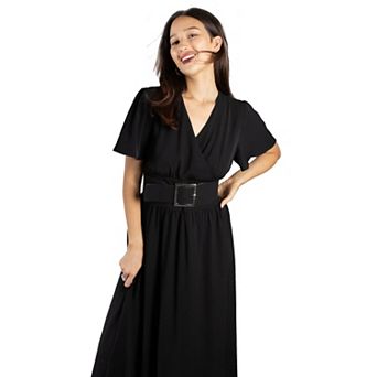 Jess by Meiko Women's Flutter Sleeve Waistband Midi Dress