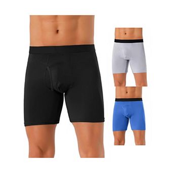 3 pc Men's Lightweight Solid Color Soft Stretch Open-fly Basic Boxer Briefs Set