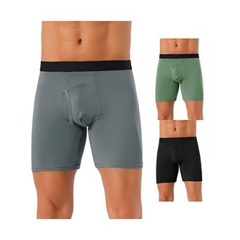 3 pc Men's Lightweight Solid Color Soft Stretch Open-fly Basic Boxer Briefs Set