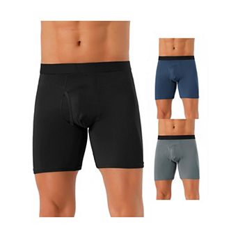 3 pc Men's Lightweight Solid Color Soft Stretch Open-fly Basic Boxer Briefs Set