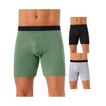 3 pc Men's Lightweight Solid Color Soft Stretch Open-fly Basic Boxer Briefs Set