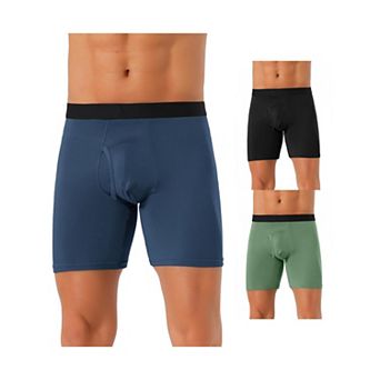 3 pc Men's Lightweight Solid Color Soft Stretch Open-fly Basic Boxer Briefs Set
