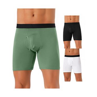 3 pc Men's Lightweight Solid Color Soft Stretch Open-fly Basic Boxer Briefs Set