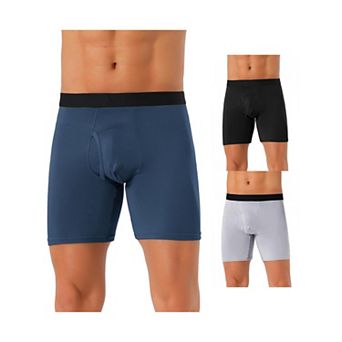 3 pc Men's Lightweight Solid Color Soft Stretch Open-fly Basic Boxer Briefs Set