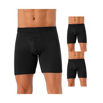 3 pc Men's Lightweight Solid Color Soft Stretch Open-fly Casual Basic Boxer Briefs Set