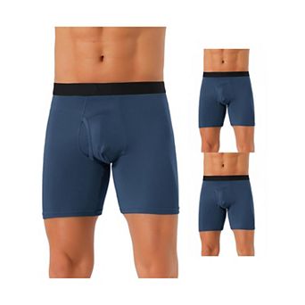 3 pc Men's Lightweight Solid Color Soft Stretch Open-fly Casual Basic Boxer Briefs Set