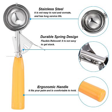 1.6 Ounce Ice Cream Scoop with Trigger, Stainless Steel Portion Cookie Scoop with Thumb Trigger