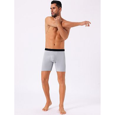 2 Pcs Men's Lightweight Solid Color Soft Stretch Open-fly Casual Basic Boxer Briefs Set