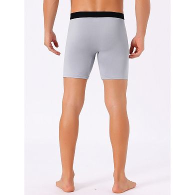 2 Pcs Men's Lightweight Solid Color Soft Stretch Open-fly Casual Basic Boxer Briefs Set