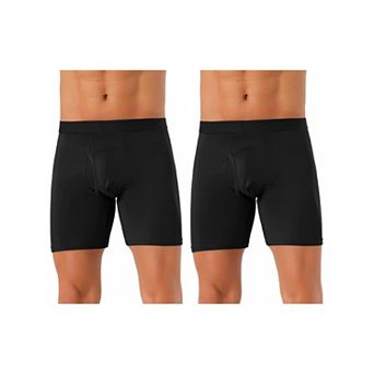 2 pc Men's Lightweight Solid Color Soft Stretch Open-fly Casual Basic Boxer Briefs Set