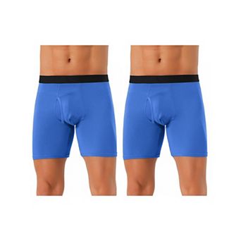 2 pc Men's Lightweight Solid Color Soft Stretch Open-fly Casual Basic Boxer Briefs Set