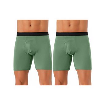 2 pc Men's Lightweight Solid Color Soft Stretch Open-fly Casual Basic Boxer Briefs Set