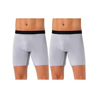 2 pc Men's Lightweight Solid Color Soft Stretch Open-fly Casual Basic Boxer Briefs Set