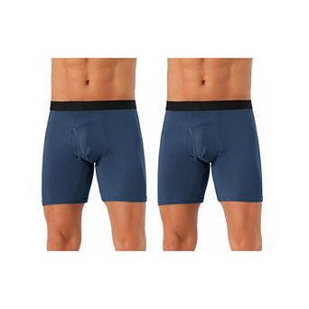 2 pc Men's Lightweight Solid Color Soft Stretch Open-fly Casual Basic Boxer Briefs Set