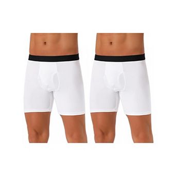 2 pc Men's Lightweight Solid Color Soft Stretch Open-fly Casual Basic Boxer Briefs Set