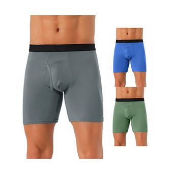 3 pc Men's Lightweight Solid Color Soft Stretch Open-fly Basic Boxer Briefs Set