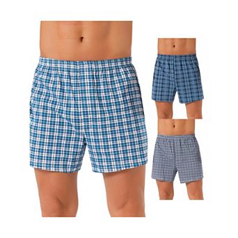 3 pc Men's Casual Soft Elastic Waistband Plaid Pattern Boxer Shorts Set