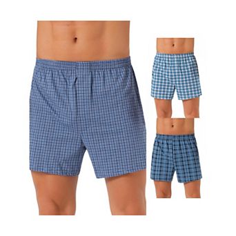 3 pc Men's Casual Soft Elastic Waistband Plaid Pattern Boxer Shorts Set