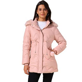 Women's Winter Thicken Puffer Coat Faux Fur Removable Hood Warm Parka Jacket