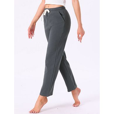 Women's Lounge Pants Long Straight Elastic Waist Drawstring with Pocket Sleep Sport Pajama Nightwear