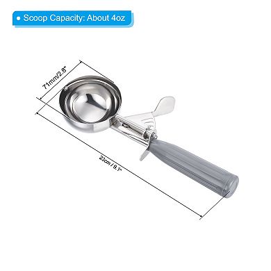 4 Ounce Ice Cream Scoop with Trigger, Stainless Steel Portion Cookie Scoop with Thumb Trigger