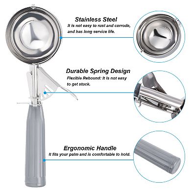 4 Ounce Ice Cream Scoop with Trigger, Stainless Steel Portion Cookie Scoop with Thumb Trigger