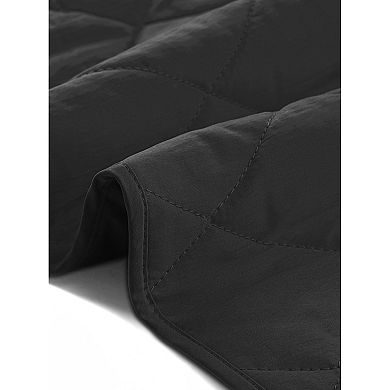 Women's Stand Collar Sleeveless Button Front Lightweight Quilted Longline Vest Jackets