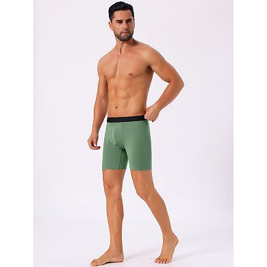 2 Pieces Men's Lightweight Solid Color Soft Stretch Open-fly Basic Boxer Briefs Set