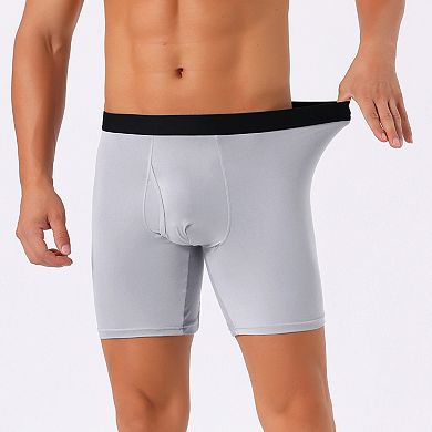 2 Pieces Men's Lightweight Solid Color Soft Stretch Open-fly Basic Boxer Briefs Set