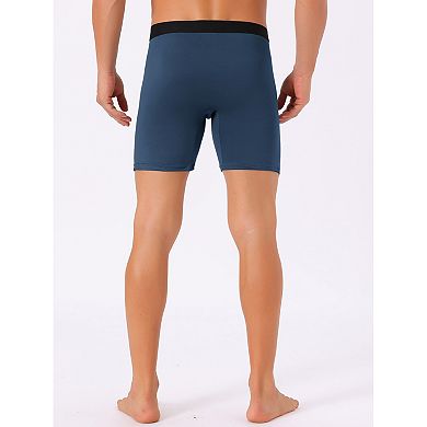 2 Pieces Men's Lightweight Solid Color Soft Stretch Open-fly Basic Boxer Briefs Set