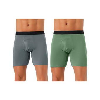 2 pc Men's Lightweight Solid Color Soft Stretch Open-fly Basic Boxer Briefs Set