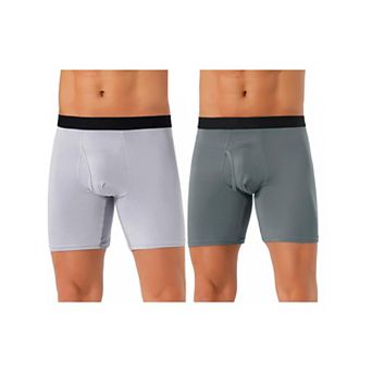2 pc Men's Lightweight Solid Color Soft Stretch Open-fly Basic Boxer Briefs Set
