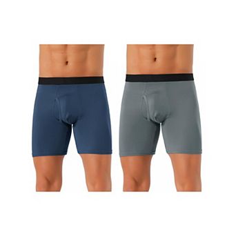 2 pc Men's Lightweight Solid Color Soft Stretch Open-fly Basic Boxer Briefs Set
