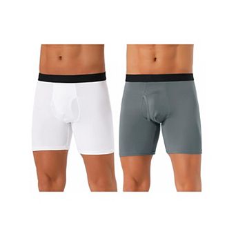2 pc Men's Lightweight Solid Color Soft Stretch Open-fly Basic Boxer Briefs Set