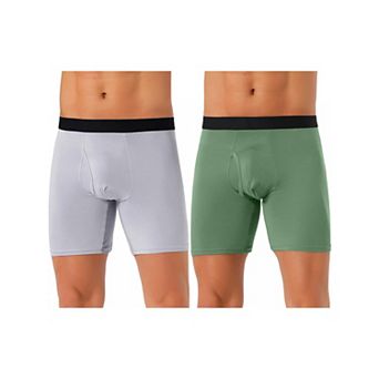 2 pc Men's Lightweight Solid Color Soft Stretch Open-fly Basic Boxer Briefs Set