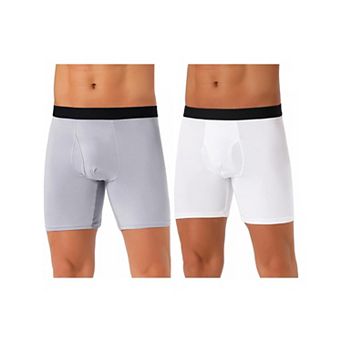 2 pc Men's Lightweight Solid Color Soft Stretch Open-fly Basic Boxer Briefs Set