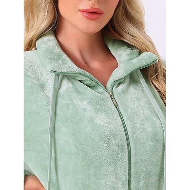 Women's Pajama Set Fleece Long Sleeve Fluffy Loose Plush Pants with Pockets Warm Winter Sleepwear