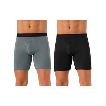 2 pc Men's Lightweight Solid Color Soft Stretch Open-fly Basic Boxer Briefs Set