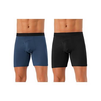 2 pc Men's Lightweight Solid Color Soft Stretch Open-fly Basic Boxer Briefs Set