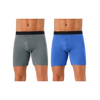 2 pc Men's Lightweight Solid Color Soft Stretch Open-fly Basic Boxer Briefs Set